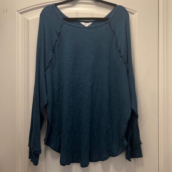 NWT Lauren Conrad Women's Long Raglan Sleeve Pullover Tunic Top Size XXL Blue - Picture 2 of 9